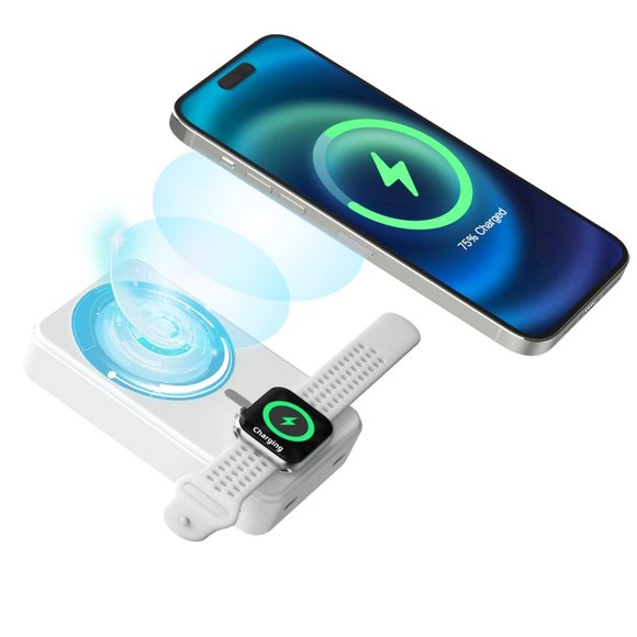 Wireless Portable Charger, 3 in 1 Foldable Magnetic 10000mAh Power Bank 15W Fast